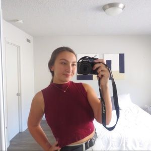 Maroon Sleeveless Mock Neck Top